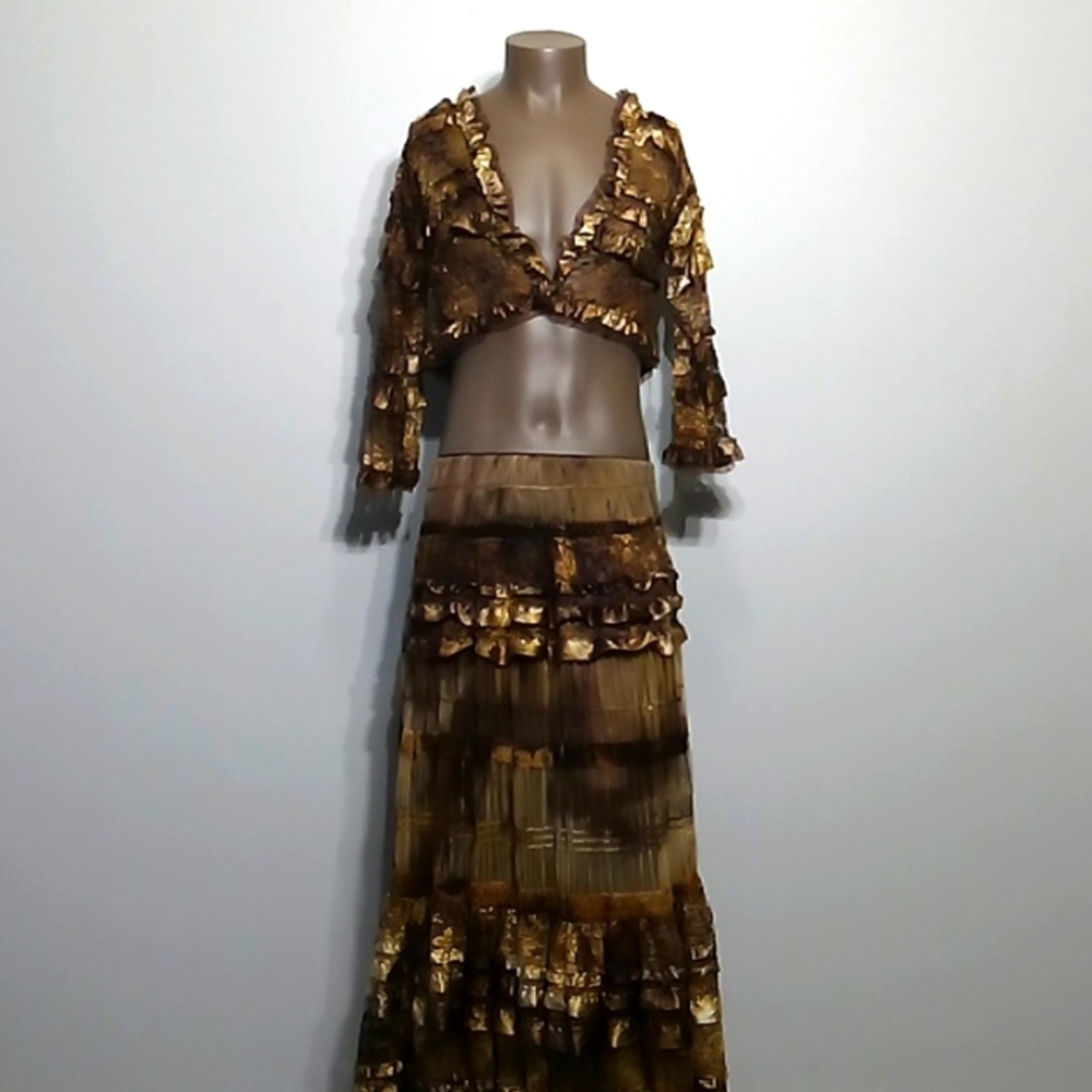 Super Sexy & Sheer 2pc Gold Ribbon skirt set by MINA